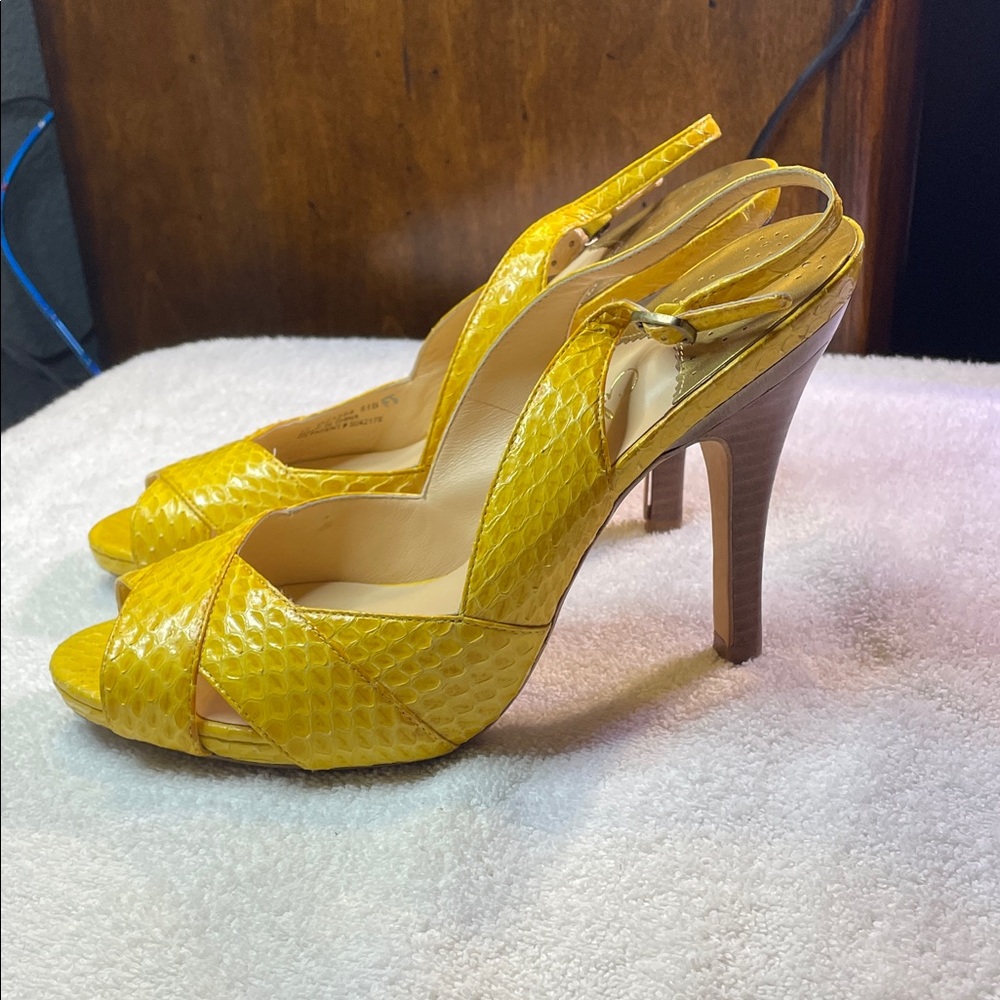 Cole Haan Yellow Peep-Toe Heels